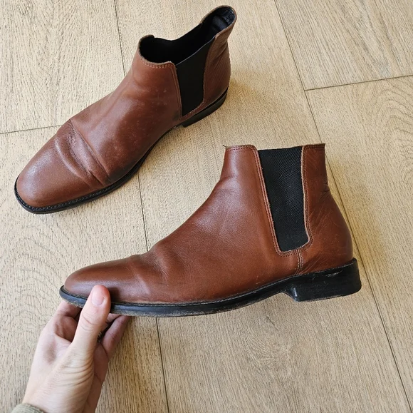 Sandro Rich Whiskey Brown Nappa Leather Chelsea Boots size 41/11 US Mens